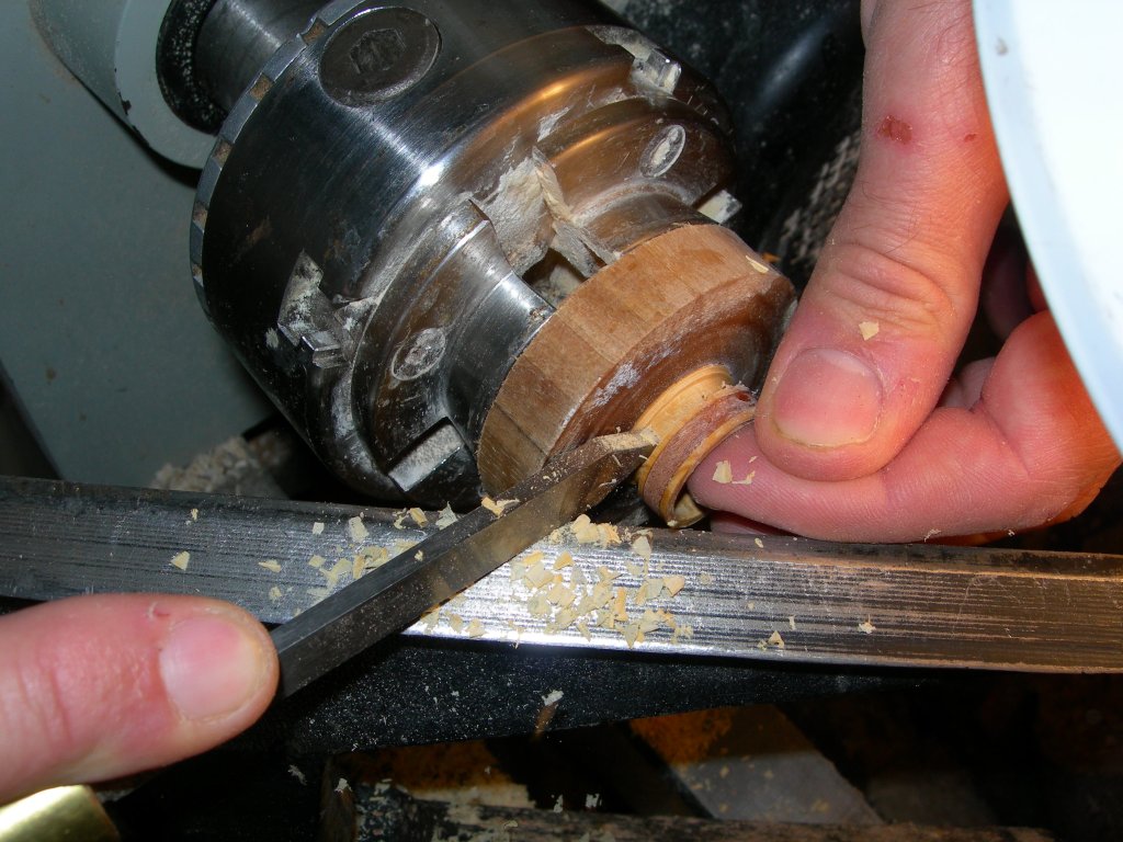 Parting the wood ring off the lathe